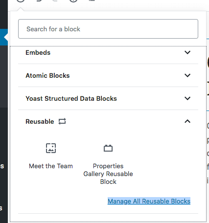 Manage Reusable Blocks